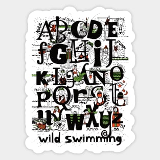 Funny wild swimming alphabet Sticker